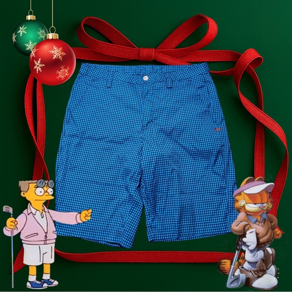 Like New Under Armour Golf DRI-FIT Blue and Black Checkered Shorts 34 - Picture 10 of 10